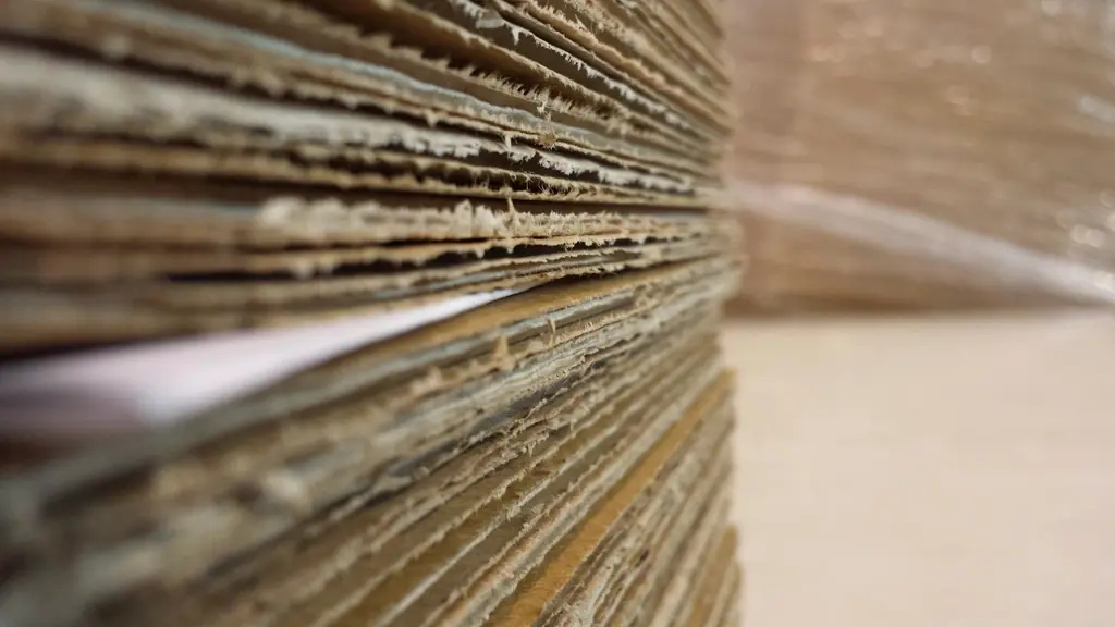 Close-up of the flute layers in a stack of corrugated board